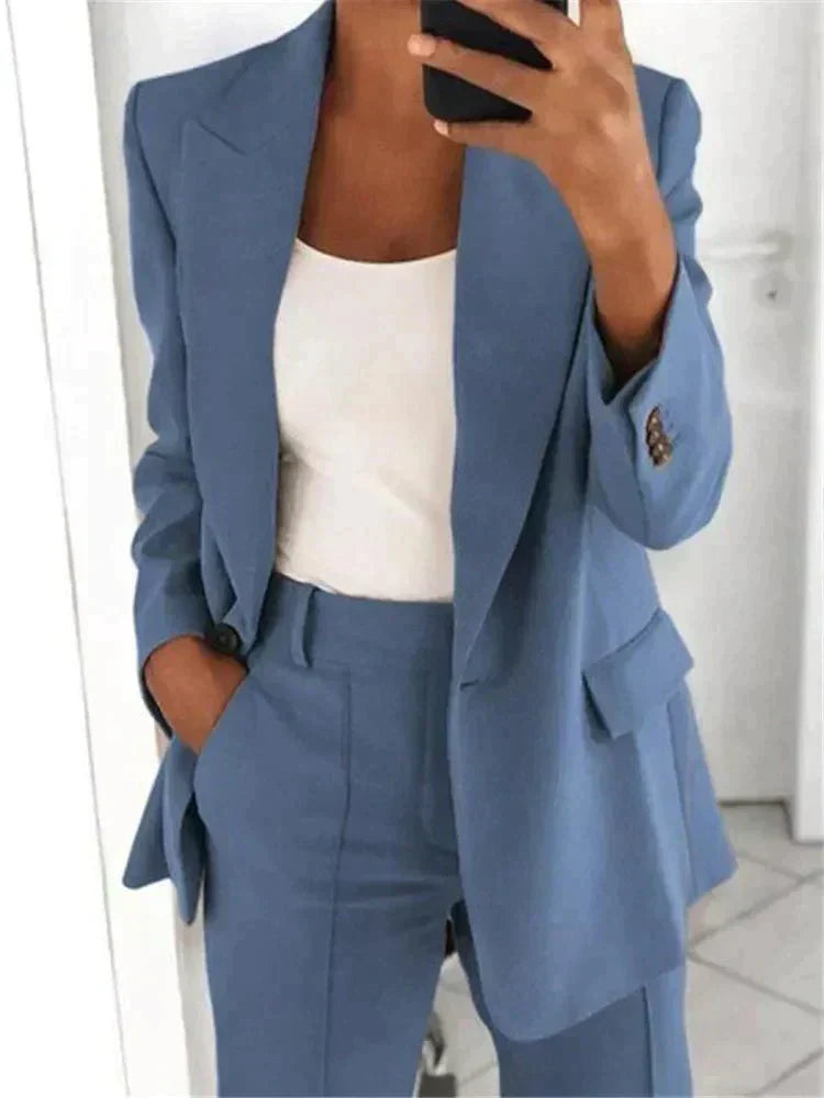 Blazer and Wide-Leg Pants Ensemble