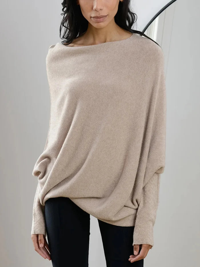 Asira - Asymmetrical Draped Knit Sweater
