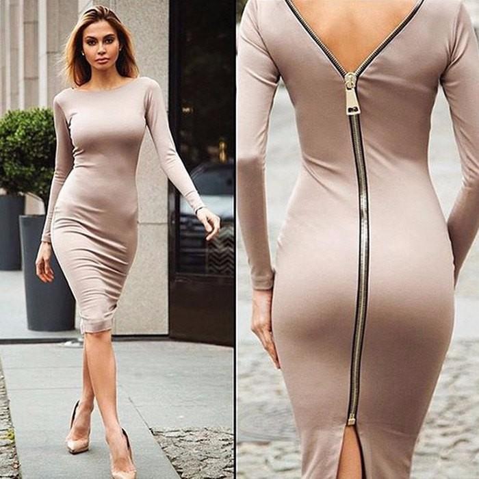 Bernadeth Chic Bodycon Dress with Full-Length Back Zipper