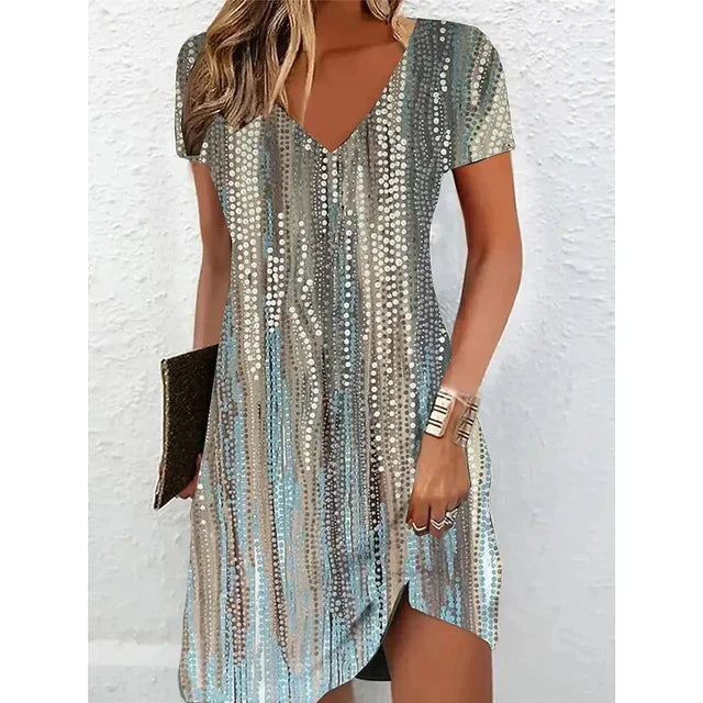 Champagne Sequin Cocktail Dress with a Shimmering Finish