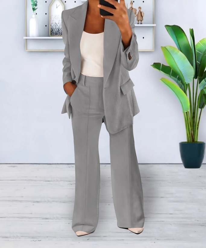 Blazer and Wide-Leg Pants Ensemble