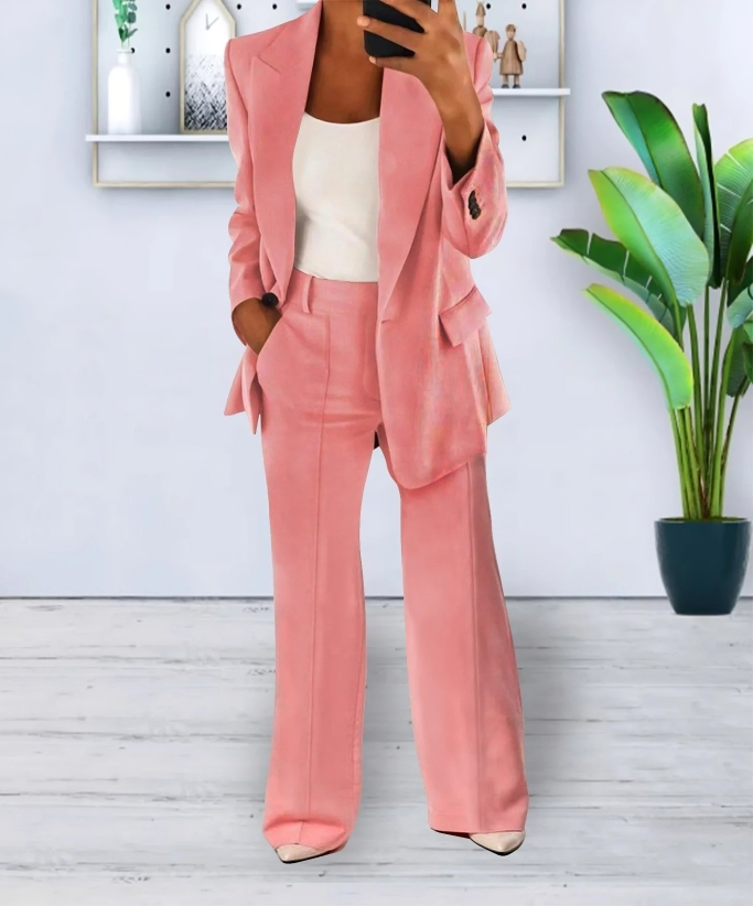 Blazer and Wide-Leg Pants Ensemble
