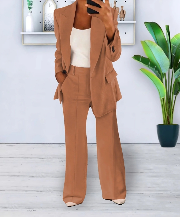 Blazer and Wide-Leg Pants Ensemble